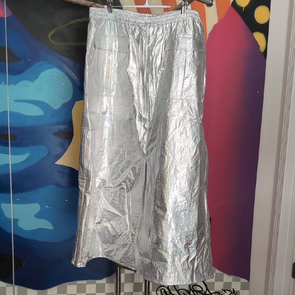 Anthropologie Silver Maxi A-Line Skirt for Cocktail